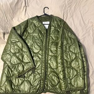 Men's Olive Green Quilted Military Jacket